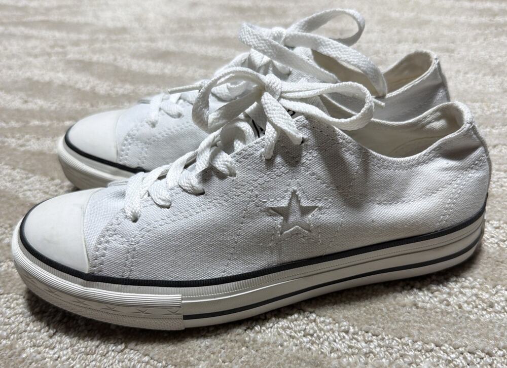Converse Shoes Womens 6.5 One Star Cap Toe Comfort Sneakers White Canvas Lace Up